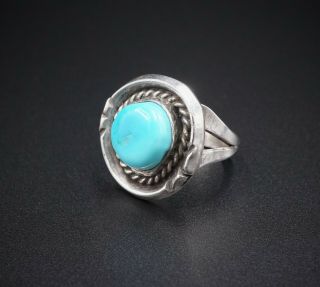 Vintage Navajo Sterling Silver Blue Turquoise Ring Size 8 RS2297 3