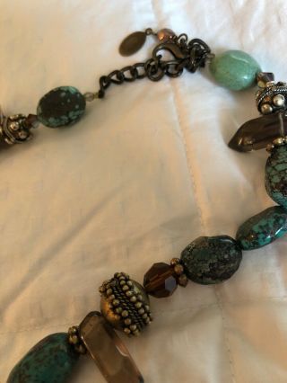 Rare Vintage “Maya “ Turquoise Statement Necklace Designer Signed 23” 4