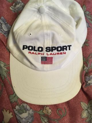 Vtg 90s Polo Sport Ralph Lauren Retro Dad Strap Back Men’s Hat White Rare Spell