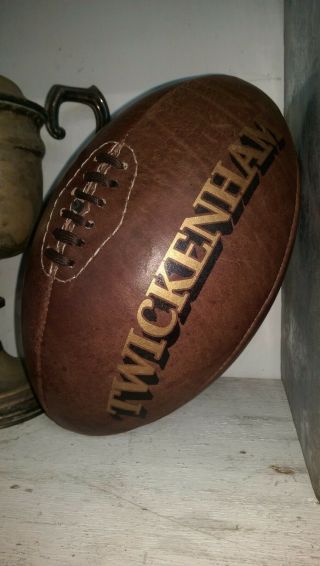 A Full Size Vintage Leather ' Twickenham ' Rugby Ball 2