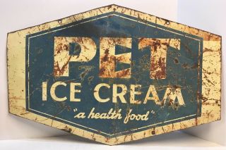 Milk/dairy Vintage Pet Ice Cream Double Sided Metal Sign