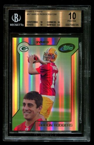 Very Rare 2005 E - Topps Sp Aaron Rodgers Rookie Bgs 10.  0 Pristine