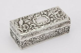Decorative Victorian Sterling Silver Pin Button Box William Comyns London 1900
