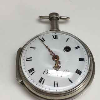 Vintage Silver Pocket Watch Enamel Dial Breguet & Fils Not Balance Good