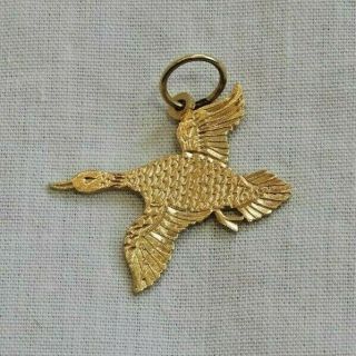Vintage 14k Yellow Gold Flying Duck Or Goose Charm