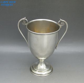 Antique 100 Year Old Good Solid Sterling Silver Trophy Cup,  90g,  London 1919