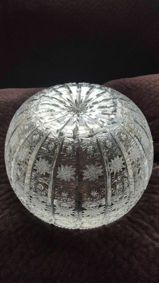 Lead Hand Cut Queen Lace Crystal Bowl 8 Inch Round Vintage Bohemian Czech