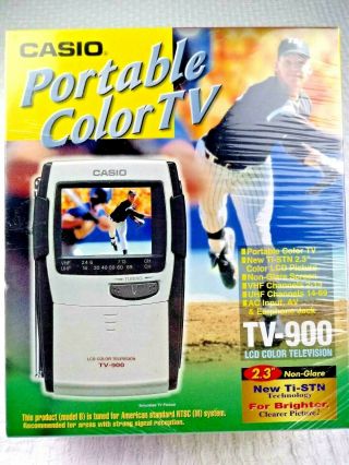 Vintage Casio Portable Color Tv Lcd Tv 2.  3 Non - Glare Tv - 900 Orginal Box