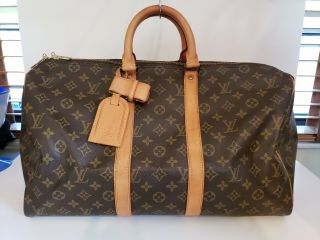 100 Authentic Louis Vuitton Monogram Keepall Travel Duffle Bag 45cm Rare