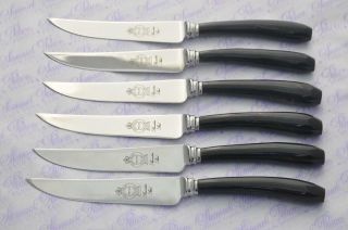 Six Water Buffalo Handle Steak Knives Made Sheffield England
