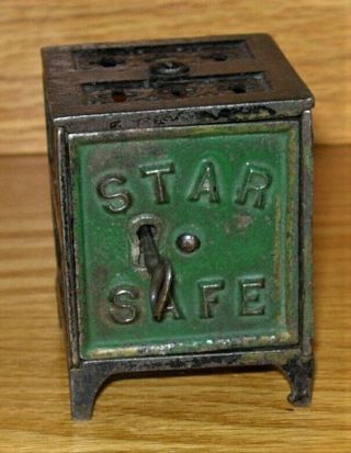 Rare C.  1885 Kyser & Rex Cast Iron " Star Safe " Keylock Bank With Key