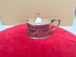 Edwardian Silver Lided Mustard Pot Haseler Brothers Chester 1905 82g 2