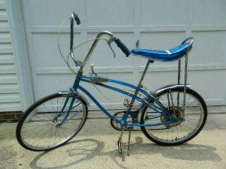 Vintage 1968 Sears 24” Blue Spyder 5 - Speed Muscle Bicycle W/ Banana Seat