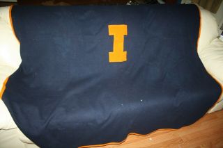 Vintage University Of Illinois Fighting Illini Wool Throw Blanket