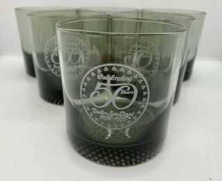 Delta Airlines 6 Glasses Mid Century Modern Cocktail 3 " Vtg 50 Year Anniversary