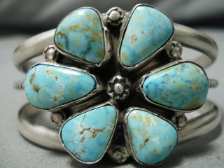 RARE VINTAGE TURQUOISE MOUNTAIN STERLING SILVER NATIVE AMERICAN BRACELET CUFF 2