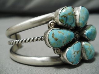 RARE VINTAGE TURQUOISE MOUNTAIN STERLING SILVER NATIVE AMERICAN BRACELET CUFF 3