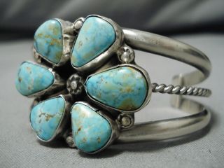 RARE VINTAGE TURQUOISE MOUNTAIN STERLING SILVER NATIVE AMERICAN BRACELET CUFF 4