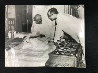Mahatma Gandhi With His Personal Physician Dr.  Dinshaw Rare Vintage Press Photo