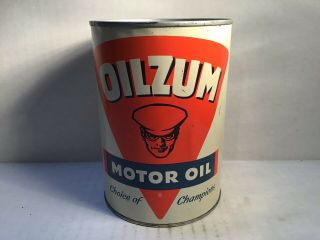 Vintage Oilzum Oil Can Quart NOS Full Rare Handy Sign Sunoco Texaco Mobil Shell 2