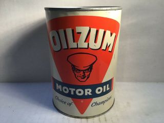 Vintage Oilzum Oil Can Quart NOS Full Rare Handy Sign Sunoco Texaco Mobil Shell 3