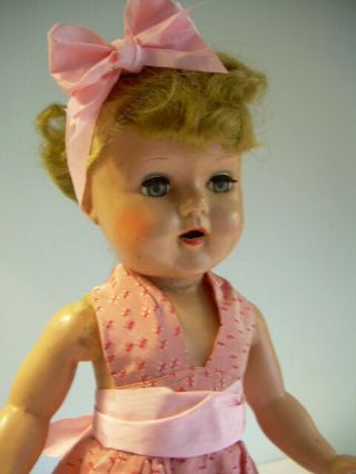Sweet Vintage Hard Plastic 19 " Lady Doll Halter Dress Sleep Eyes Raving Beauty ?