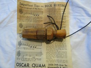 VINTAGE OSCAR QUAM HEXAGON DUCK CALL W / INSTRUCTION SHEET 4