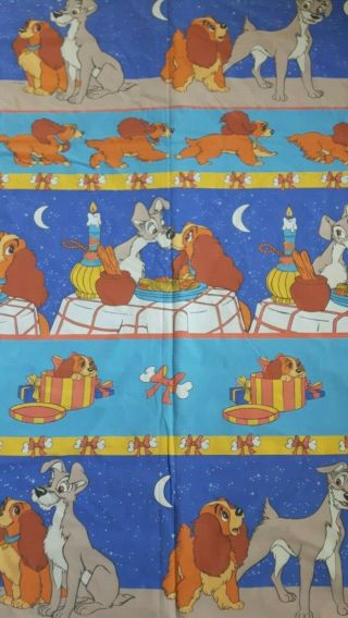 Vintage Disney Lady And The Tramp Duvet Cover Adult Size Cotton Rare 2 - Sided
