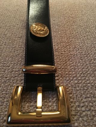 Escada Vintage Black Leather Coin Belt Size 36