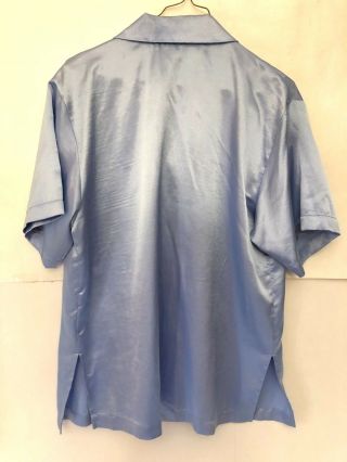 Christian Dior Women ' s Blue Satin Silky Pajama Set Vintage Medium Shirt & Pants 6