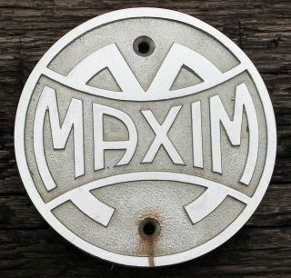 Vintage Maxim Fire Truck Emblem,  C.  B.  Co. ,  2301b,  6 1/8 " Diameter,  Chrome & Brass