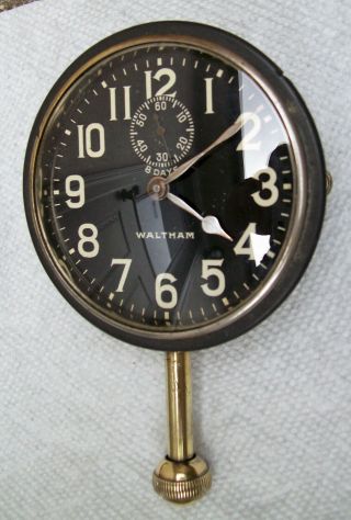 Antique Vintage Waltham Accessory Automobile Car Clock - 8 Day Movement -