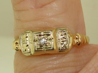 Antique Art Deco 14k Gold Accent Diamond Wedding Ring Signed J.  B.
