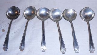 Set 6 Whiting Sterling Silver Bouillon Spoons,  King Albert Pattern 1919,  141.  5g