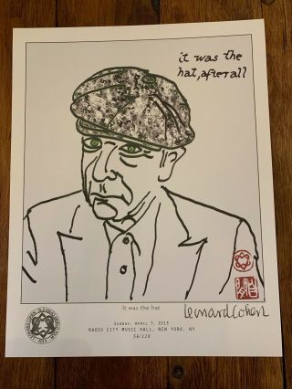 Leonard Cohen Rare Lithograph " It Was The Hat " 56/110 Old Ideas Tour W/coa