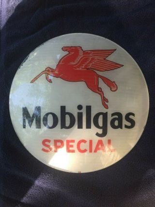Mobilgas Special Globe Glass Lens Vintage Mobil Gas Pump Top 16.  25”