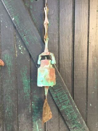 Vintage Paolo Soleri Arcosanti Cast Bronze Wind Bell Patina Square With Yoke