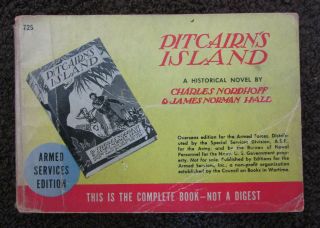Armed Services Edition Paperback - Ww Ii - 725 Pitcairns Island - Nordhoff Hall