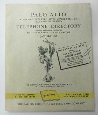 Palo Alto Pacific Telephone Yellow Pages Directory Book 1953 Vintage Phone Rare