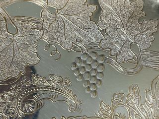 Vintage CHASED SHEFFIELD SILVER PLATE OVAL PIERCED GALLERY TRAY Grapes 5