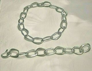 Vintage Sterling Silver Artist Made Large Link Necklace And Bracelet 27 "