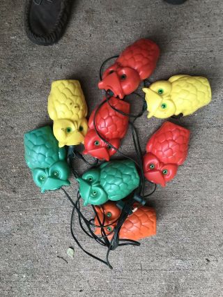 Vintage Retro Noma? Owl Party Lites String 8 Camping Rv Patio Blow Mold Lights