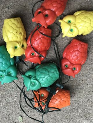 Vintage Retro NOMA? Owl Party Lites String 8 Camping RV Patio Blow Mold Lights 2