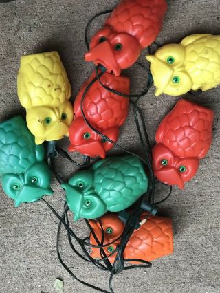Vintage Retro NOMA? Owl Party Lites String 8 Camping RV Patio Blow Mold Lights 3