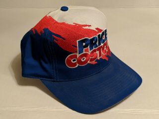 Rare Red White & Blue Price Costco Graphic Snapback Hat 1990s Color Splash