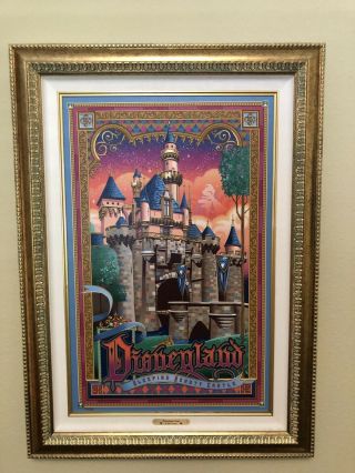 Disneyland Castle Sleeping Beauty Castle Gold Framed Canvas By Jeff Granito Rare