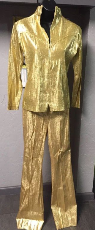 Vintage 50s 60s Gold Lamé Rodeo Showwear Costume California Ranchwear Bombshell