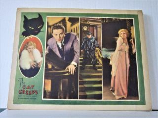 1930 The Cat Creeps Rare Universal Horror Lobby Card 3 Frightened People