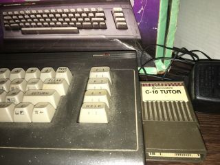 Vintage Commodore 16 Personal Computer W Box Adapter Tutor Cartridge Powers On 6