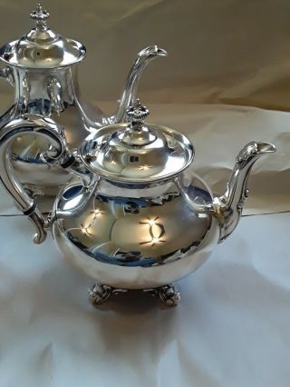 Vintage Reed & Barton REGENT 5600 3 PC Silverplate Tea Set Teapots & Sugar Pot 3